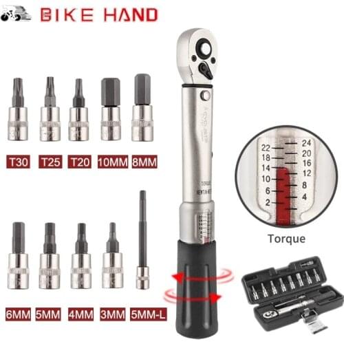 BIKEHAND Bicycle Repair Tools Kit Bike Torque Wrench Allen Key Tool Socket Set Road MTB Bike Tools 1/4'' Torque Fix Set 2-24 NM