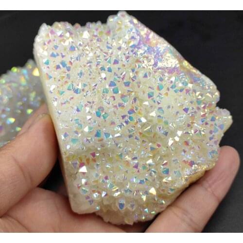 Natural Aura White Quartz Crystal Cluster Electroplated Color Point Healing Home Decor Gift
