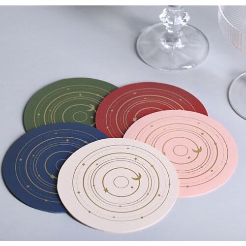 Nordic style non-slip placemat heat insulation home furnishing daily decorative leather waterproof mat coffee cup mat