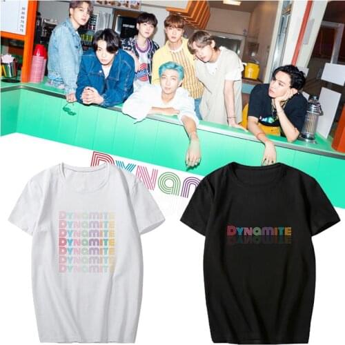 2021 Korean Style New POP Album Dynamite K Pop Kpop K-pop T Shirts Men/women Short Sleeve Harajuku T Shirt Oversized T Shirts