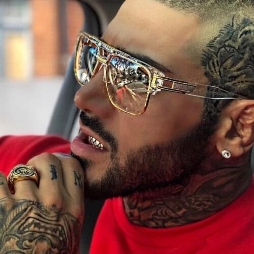 Clear Oversized Shades Men Luxury Flat Top Square Sunglasses Fashion Brand Sun Glasses For Women Unique Mirror Designer Oculos