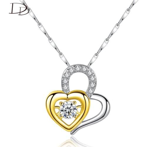 DODO Heart-to-heart AAA Zircon Necklace Fashion Gold&Silver Color Kpop Pendant Necklace For Women Daily Wear Party Jewelry N382