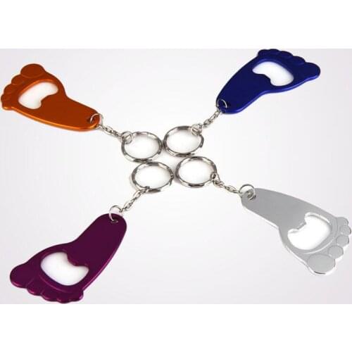 Personalized Baby Foot Keychain Bottle Opener Cute Foot Key Chain For Baby Shower Baptism Wedding Gift LX2733