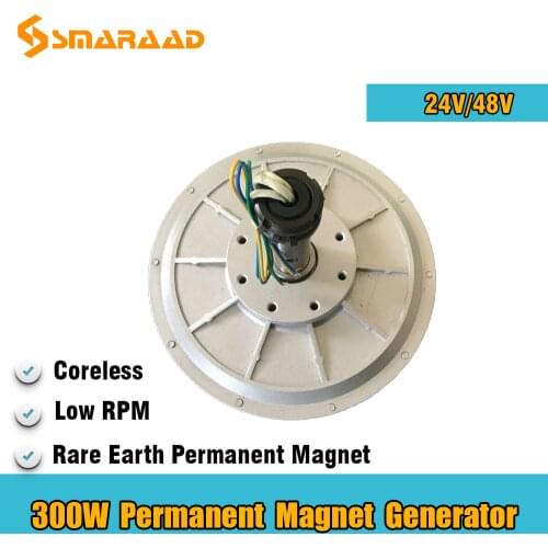Rare Earth Materials 300W 200RPM 250RPM 24V 48V Coreless Permanent Magnet Alternator Maglev Generator Motor For Wind Turbine