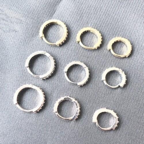 2020 New 3 Size Vintage Mini Colorful Crystal Stud Earrings Worn Circle Jagged Bone Hoop Stud Earrings