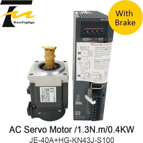 Mitsubishi With Brake AC servo motor +Driver Amplifier JE-40A+HG-KN43J-S100 Rated Torque 1.3N.M 3000 r/min 2.6A