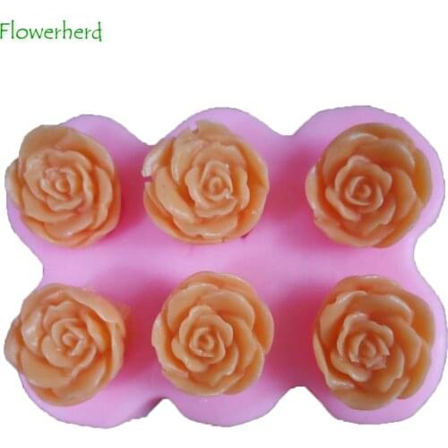 Rose Flower Shapes Silicone Chocolate Mold 6-Cavity Valentine Gift Resin Mold Candy Cake Handmade Soap Mold Soap Making Supplies