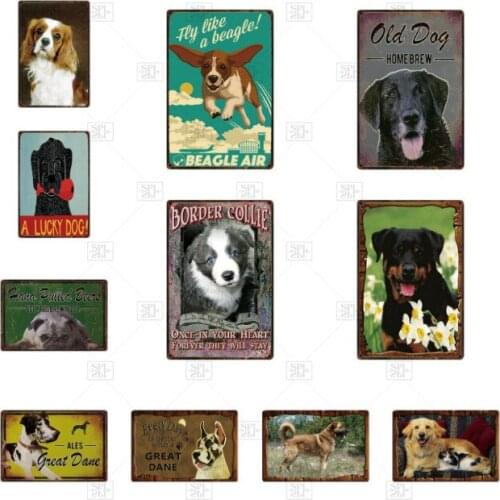 Dog Plaque Metal Vintage Tin Signs Pin Up Shabby Decor Metal Signs Vintage Bar Decoration Metal Poster Pub Metal Plate