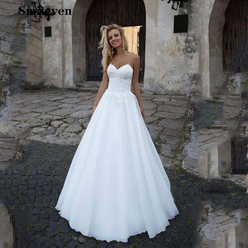 Smileven Princess Wedding Dress Sweetheart Neck Robe De Mariee Appliqued Lace Bridal Dresses Boho Corset Wedding Gowns