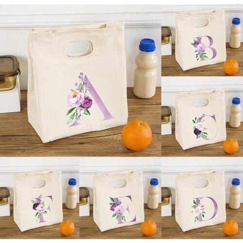 Letter Print Insulated Heat Lunch Bag Thermal Women Picnic Bento Box Tote Thermo Office School Fresh Keeping Food Storage Pouch