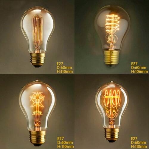 40W A19 Vintage Edison Bulb Tungsten 220V-240V E27 Retro Light Bulbs