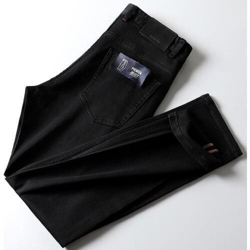 High-end twill micro-elastic fabric quality black wash versatile casual mens pants soft comfortable straight leg jeans for men