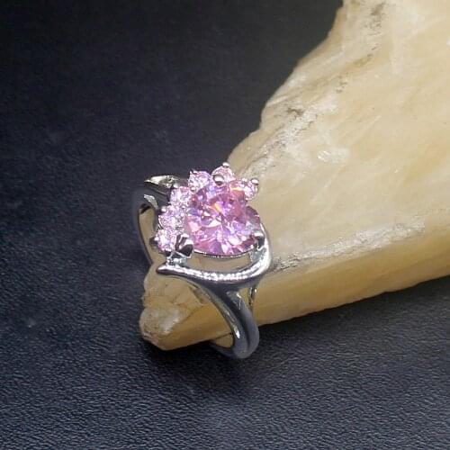 Gemstonefactory Jewelry Big Promotion Single Unique 925 Silver Pink Topaz Kunzite Jewelry Women Men Gifts Rings 7# 20213134