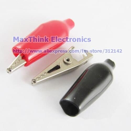 Battery Clamp Test Probe Alligator Clip W/Boot Small Size 27mm Black & Red ,20pcs , Free Shipping