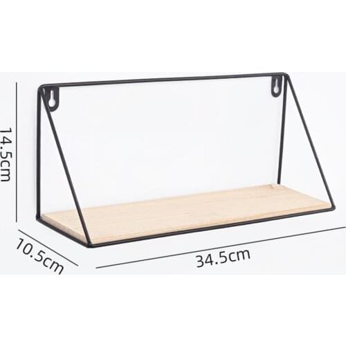 Iron Wooden Decorative Wall Hanging Shelf Holder Kitchen Bathroom Shower Makeup Crafts Storage Rack Organizer Home Decor 2 Size