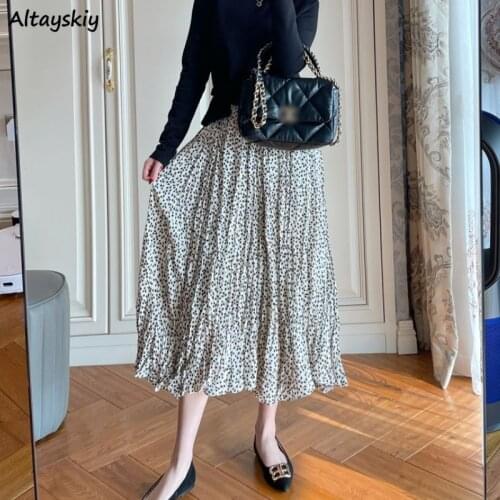 Skirt Women Floral Ruffles Elastic High Waist Summer Newest 2021 Elegant Female Bottom Loose All-match Korean Style Ins Trendy