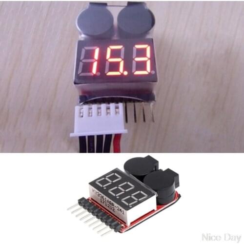 1-8S Lipo/Li-ion/Fe RC Boat Battery 2 In 1 Tester LED Low Voltage Buzzer Alarm Ju13 20 Dropship