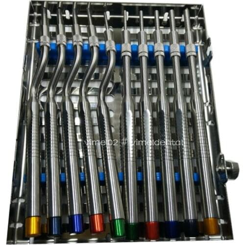 10Piece Dental Implant Osteotome Instruments Dental tooth extraction tool maxillary Sinus Lift Bended ( Concave Tips)
