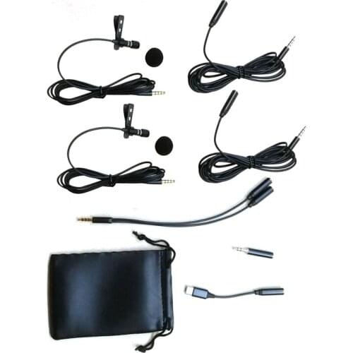 2 Pack Portable 3.5mm Mini Lavalier Microphone,for Smartphone, Recording Mic,Interview,Video Conference