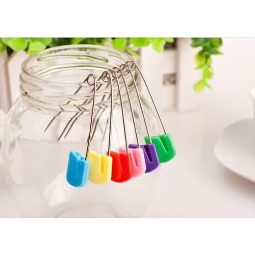 300pcs 5.5cm/55mm Large Colored Plastic Hijab Multipurpose Baby Stainless Steel Safety Pins Pins Needles Free Shipping