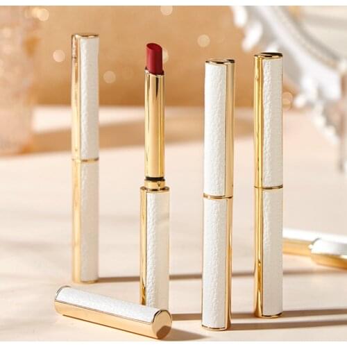 6 Color Thin Heel Lipstick Cigarette Tube Matte Velvet Lip Glaze Lambskin Non-fading Lip Gloss Lasting Waterproof Lipstick Tube