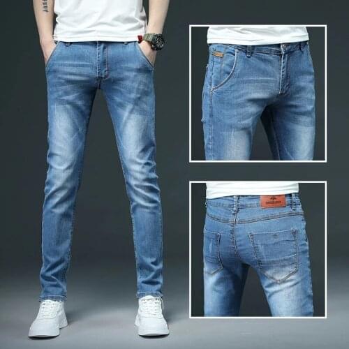 7 Color Men Stretch Skinny Jeans Fashion Casual Slim Fit Denim Trousers Male blue Green Black Gray Khaki Pants Mens clothing