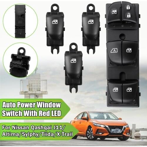7 LED Electric Power Window Switch For Nissan Qashqai J11/Altima/Sylphy/Tiida/X-Trail/Sentra Leaf JUKE Rogue Navara Backlight