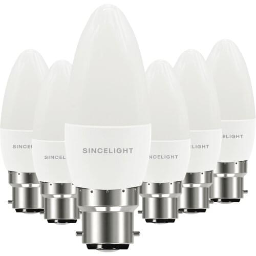 B22 LED Candle Light Bulb with 5W,2700K,4000K,6500K ( B35 /Non-Dimmable/ Frosted / 50W Equivalent / Bayonet Cap )Pack of 6