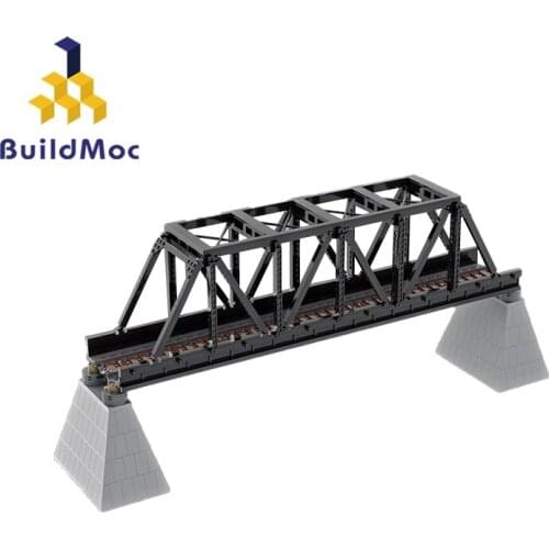 Buildmoc City Train Iron Truss Railway Bridge Railroad 1224PCS MOC Model Building Blocks Toys for Children DIY Toy Kids Gifts