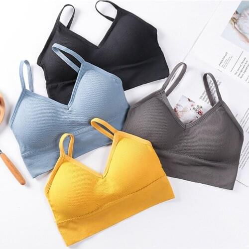 Wireless Bra Comfortable Striped U Back Bra without Frame Padded Push Up Sports Top Bras Breathable Seamless Bra Free Shipping