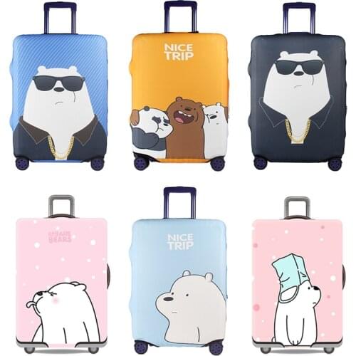 Cute Bear Luggage Cover Travel Suitcase Protector Suit For 18-32 Size Trolley Case Dust Travel Accessories Elasticity Box Sets