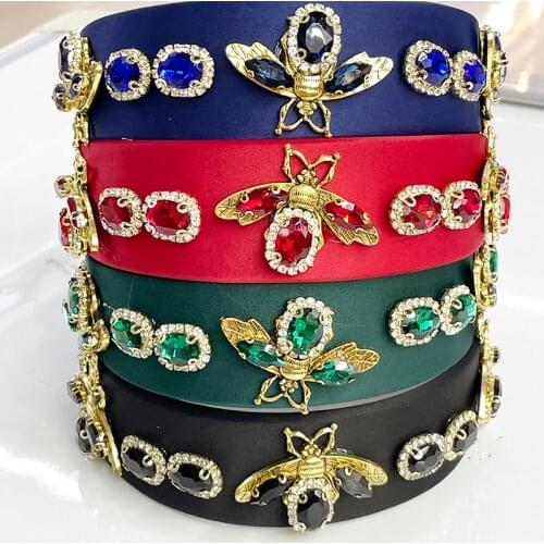 Women Girls Baroque Metal Bee Rhinestone Hairband Headband Adult Hair Accessories