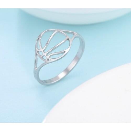 Cazador Basketball Shape Finger Rings Stainless Steel Fashion Women Cutout Ring 2021 New Arrival Cool Girl Jewelry Party Gift