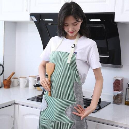 Kitchen Waterproof Cooking Apron Thicken Oxford Cloth Striped Chrysanthemum Style Apron Ladies House Supplies High Quality