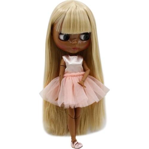ICY DBS Blyth bjd dolls super black skin tone darkest skin black Wild straight hair joint body 280BL538