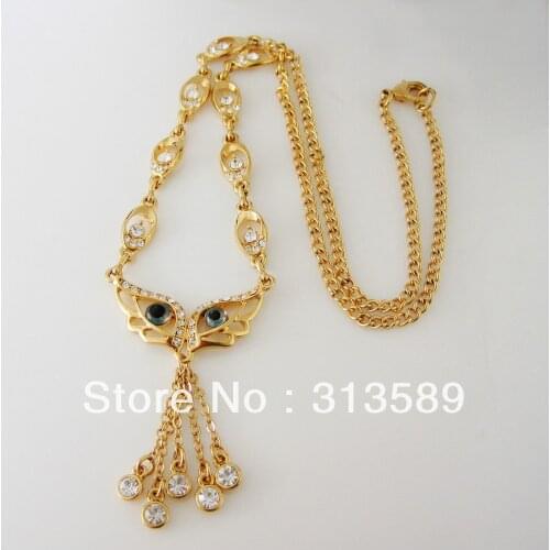 Min order 1 PIECE TOP QUALITY NEW GOOD - YELLOW GOLD GP OVERLAY 18" EVIL EYE CZ STONE NECKLACE /Great Gift
