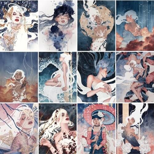 Cartoon Girls Full Square&round Embroidery Handmade Hanging Paintings Mosaic Cross Stitch Diy 5D Diamond Painting Home Decor