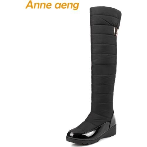2018 New Winter Over-The-Knee Boots Middle Heel Waterproof Sexy Ladies Women Shoes Black Down Snow Thigh High Boots Big Size