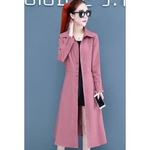2021 New Long Trench Coat Women Casual Thin Windbreaker Female Overcoat Long Coats Female Slim Outwear Plus size