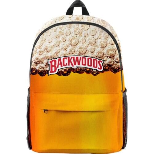 New Creativity BACKWOODS Beer Backpack 3D Digital Color Printing Campus Student Backpack Casual Fashion Pack Laptop Bag