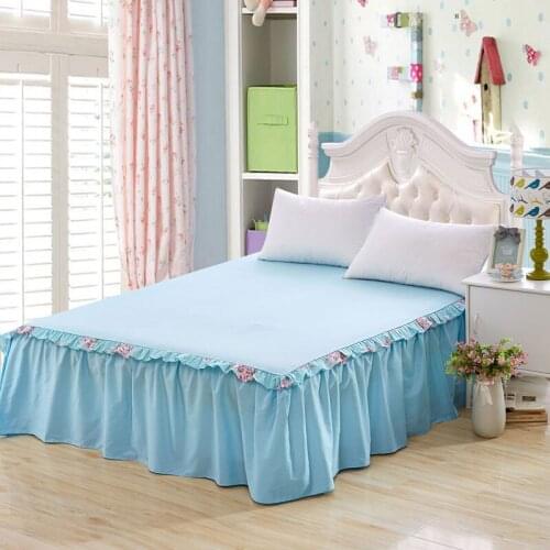Solid Color Bed Skirt Elastic Cotton Bedspread Cover Comfortable Soft Breathable Lotus leaf edge bed skirt Sheet Home Bed Cover