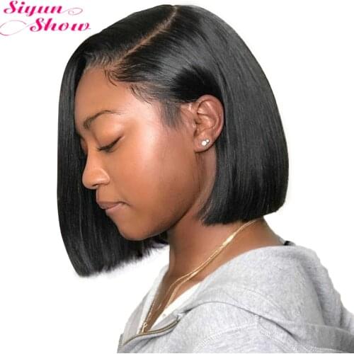 250 Density Short Bob Wig Lace Front Human Hair Wigs Pre Plucked Remy Brazilian Straight Bob Lace Front Wigs For Women Full