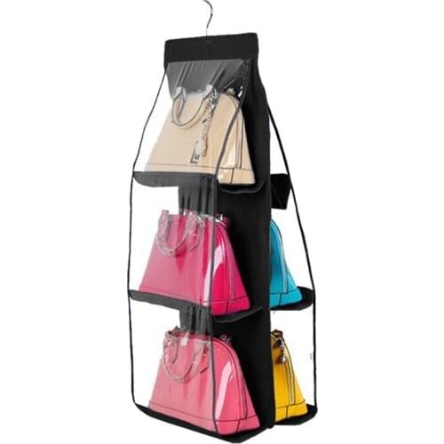 Hanging Handbag Organizer Dust-Proof Storage Holder Bag Wardrobe Closet for Purse Clutch with 6 Large Pockets