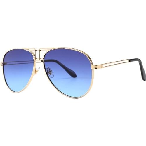 Luxury Double Bridge Gradient Oversized Frog Steampunk Pilot Style Sunglasses