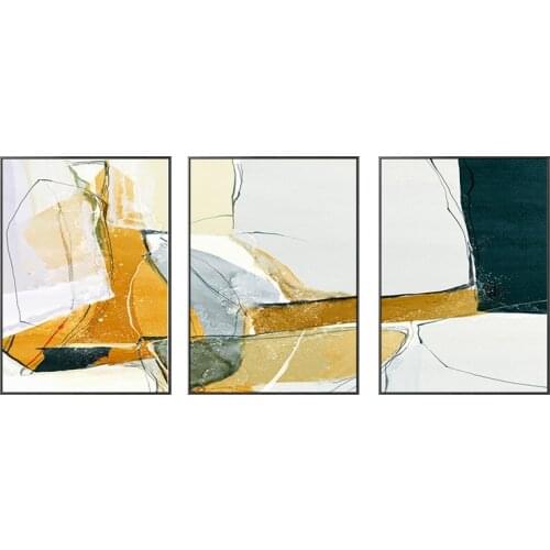 Hand Painted Living Room Background Wall Decorative Modern Simple and Light Luxury Wall Painting Abstract Three-Piece Painting