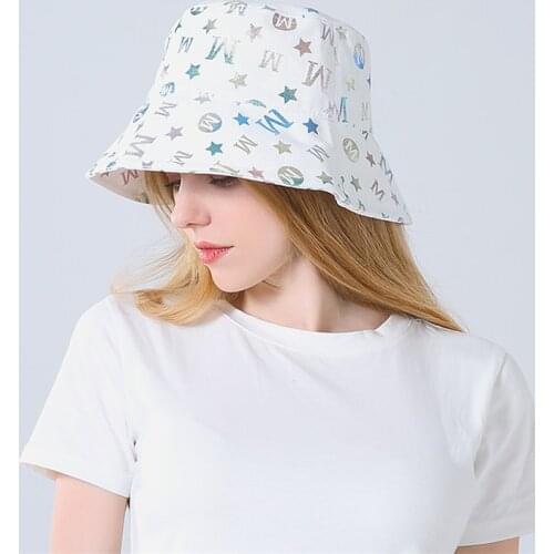 Letter M Bucket Hat Womens Foil Print Fisherman Caps Spring Summer Designer Glitter Bob Hats Mens Luxury Sunshade Panama
