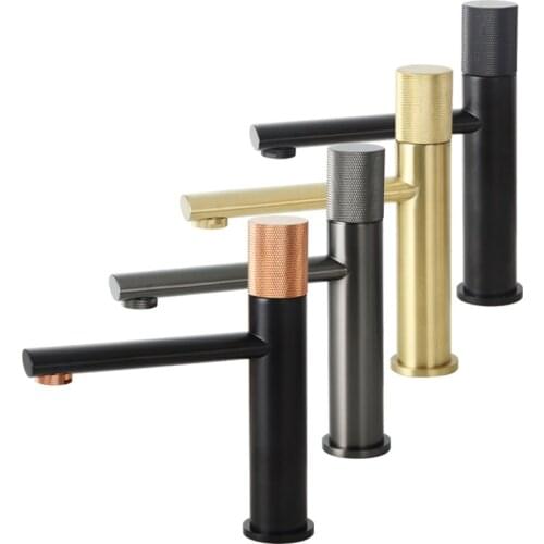 SEKOVA Brass Bathroom Basin Faucet Black Bathroom Washbasin Tap Cold And Hot Water Mixer Tap Single Round Handle Deck Mounted