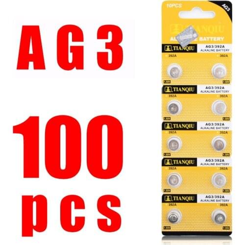 YCDC 100x LR41 AG3 392A SR41SW 384 LR736 V3GA 1.55V Cell Battery Watch Button Coin Ag3 Alkaline Watch Batteries Single Use