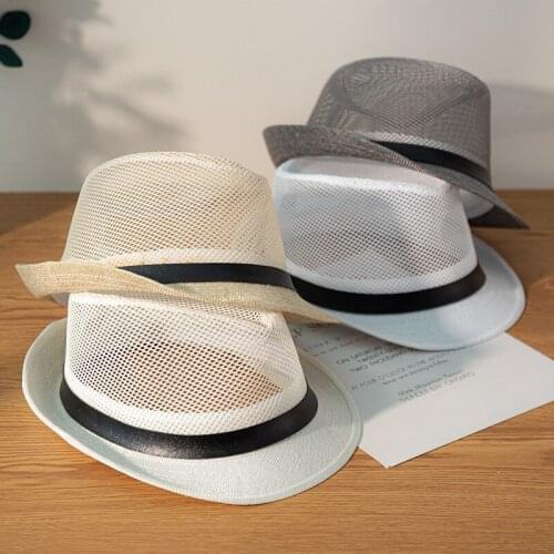 Mesh Top Hat for Men British Jazz Hat Korean Style Mens Sunscreen Straw Hat Sun Hat Female Summer Fishing Beach Hat Sandal Hat