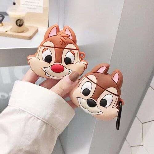 Disney 3D Cute Squirrel Silicone Wireless Earphone Protective Case for Apple Airpods 1 2 Protective Case Gift